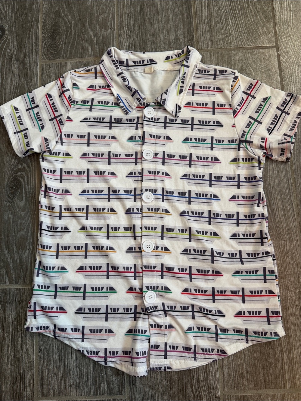Boys Disney Vacation Monorail Short-Sleeve Button-Down Shirt size 10 12